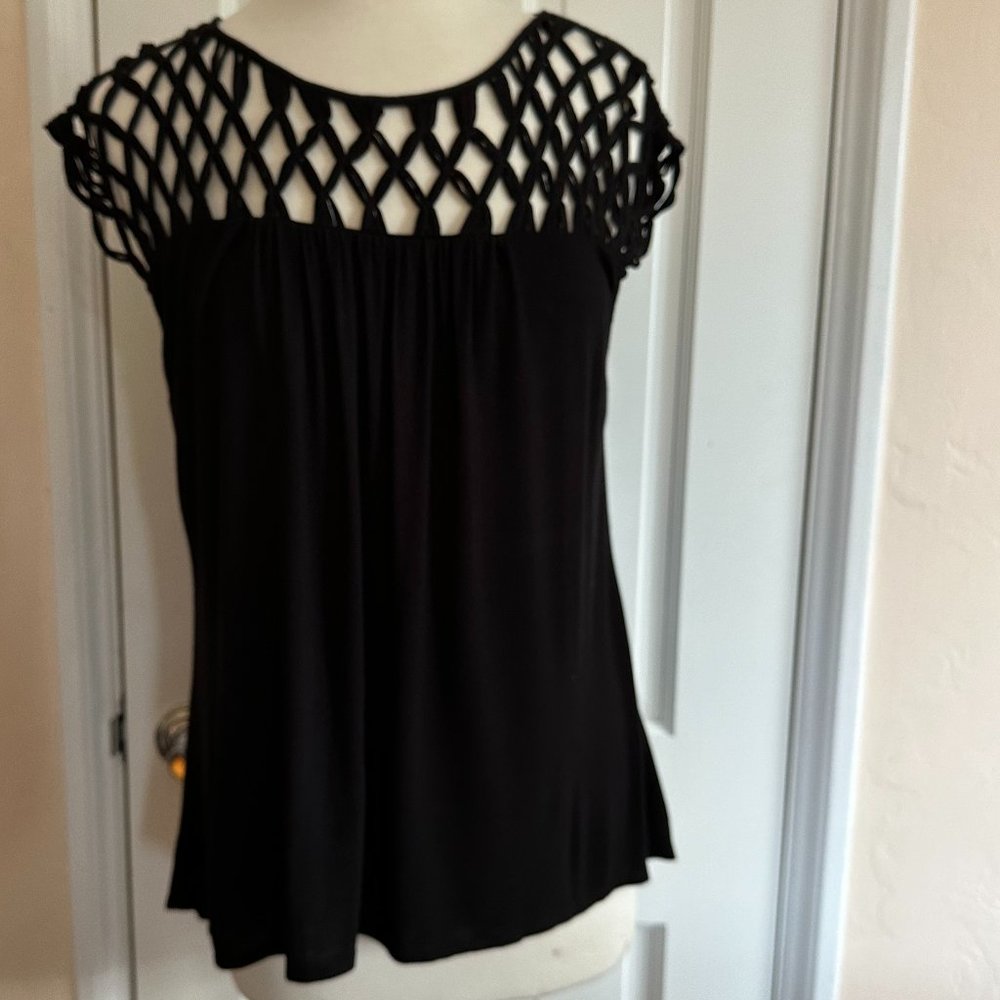 Anthropologie Black Lattice bodice top